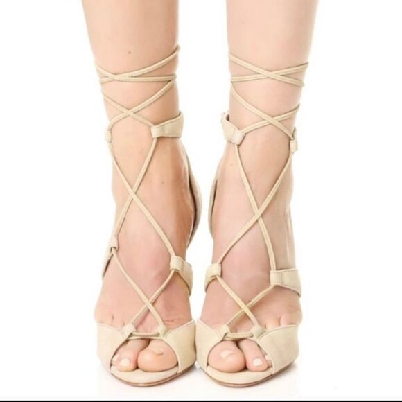 NWOB SCHUTZ Clove Suede Ankle Wrap Lace-Up Heels 10 - Picture 13 of 13